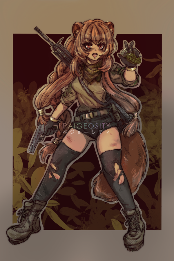SIGNED PRINT 12"x8" Raphtalia Tactical Tanuki