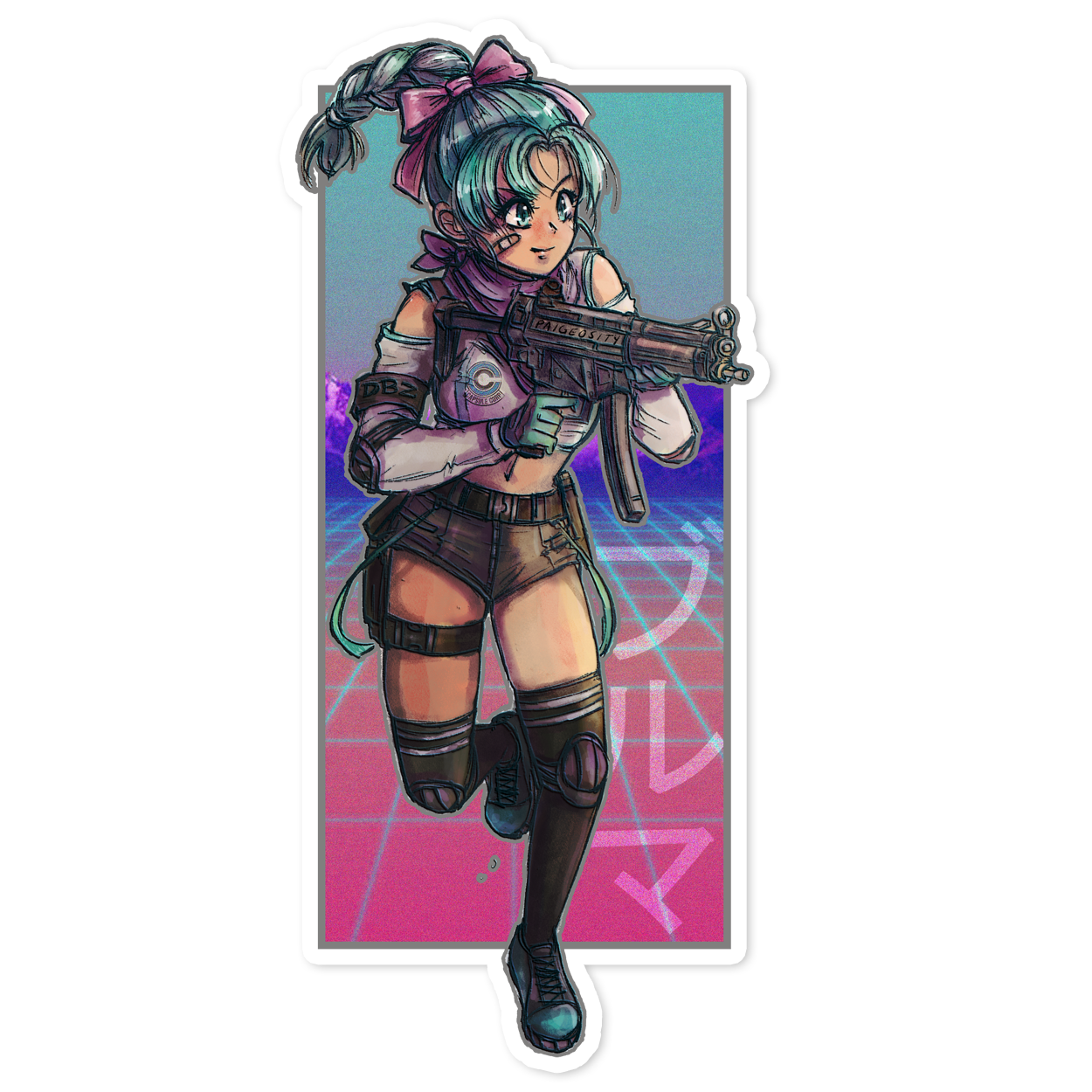 TACTICOOL Retro Blue Pew Waifu Holo Sticker