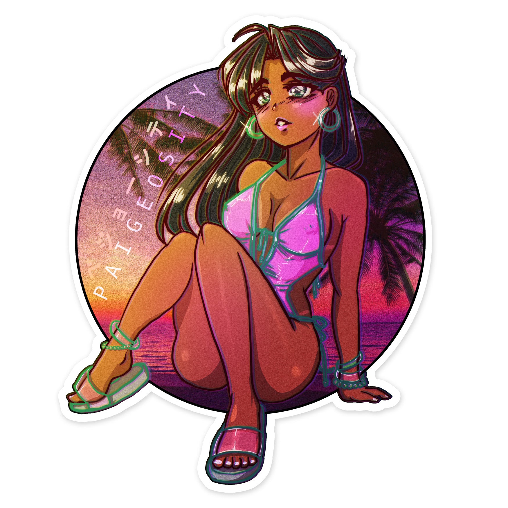 VAPORWAVE Neon Babe Holo Sticker