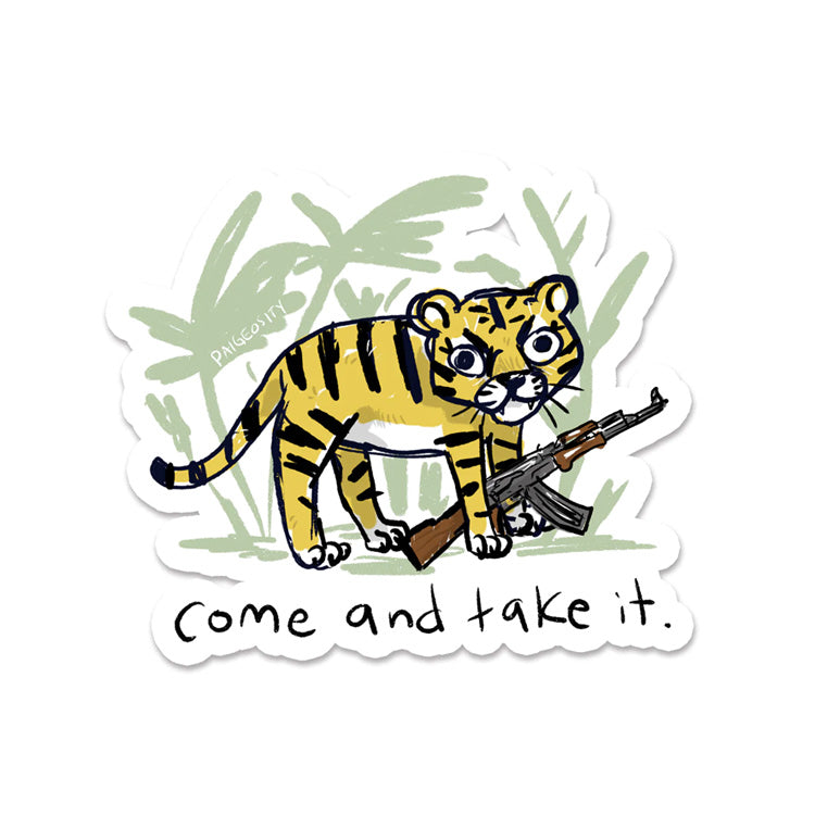 DERP Come and Take it Tiger Sticker